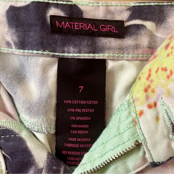 Material Girl| Fun Floral Multicolour Green/Pink Rose Pants Straight Jeans Sz 7 - Picture 6 of 7